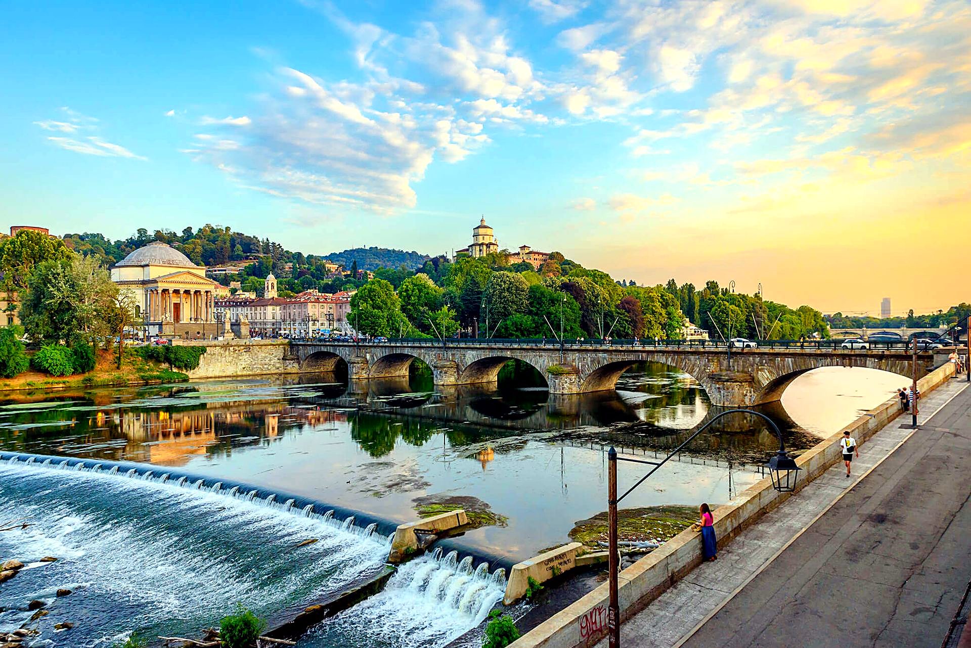 The Po river and the Gran Madre church in Turin