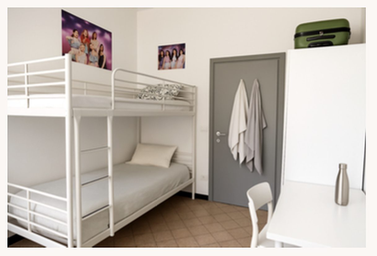 Bunk-bed room in the Unicollege Florence university residence